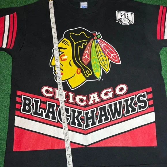Chicago Black Hawks Vintage Salem Sportswear All Over Print Tshirt Men